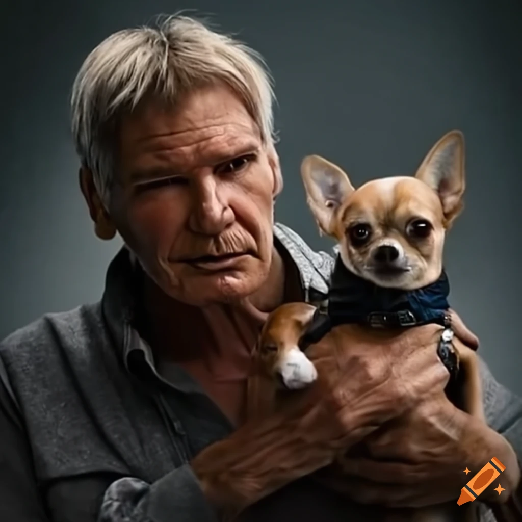 Harrison Ford with a chihuahua