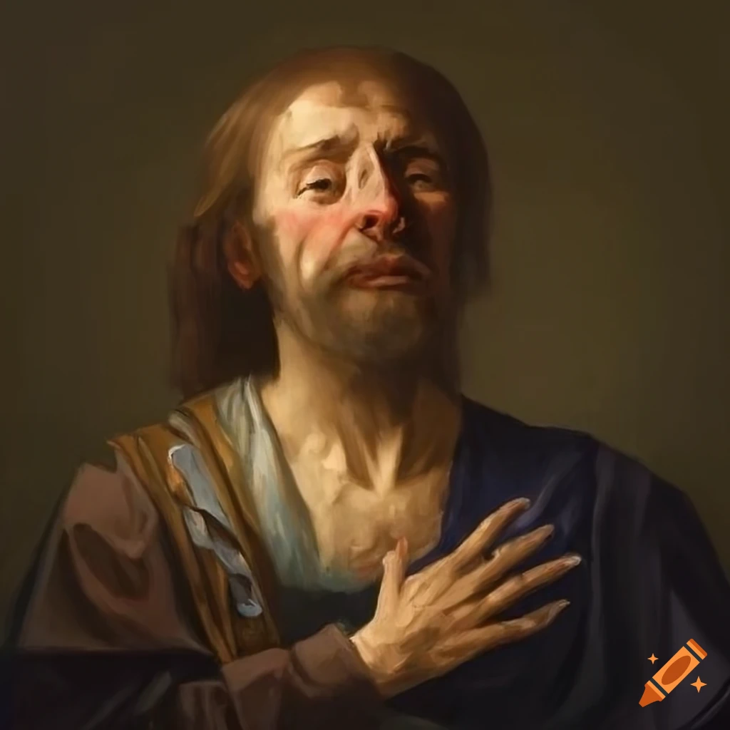 portrait of a prophet with hand on chest