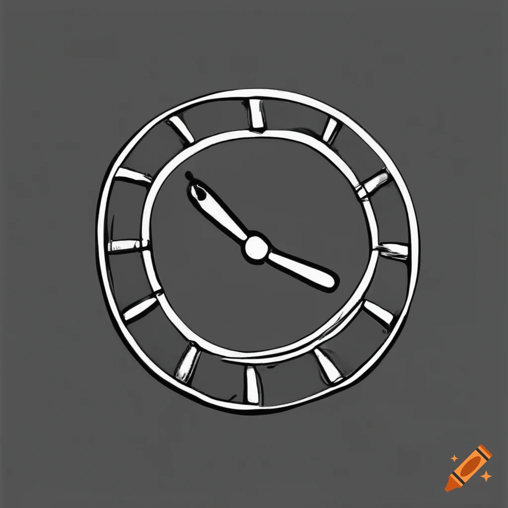 Black and white minimalist clock on craiyon