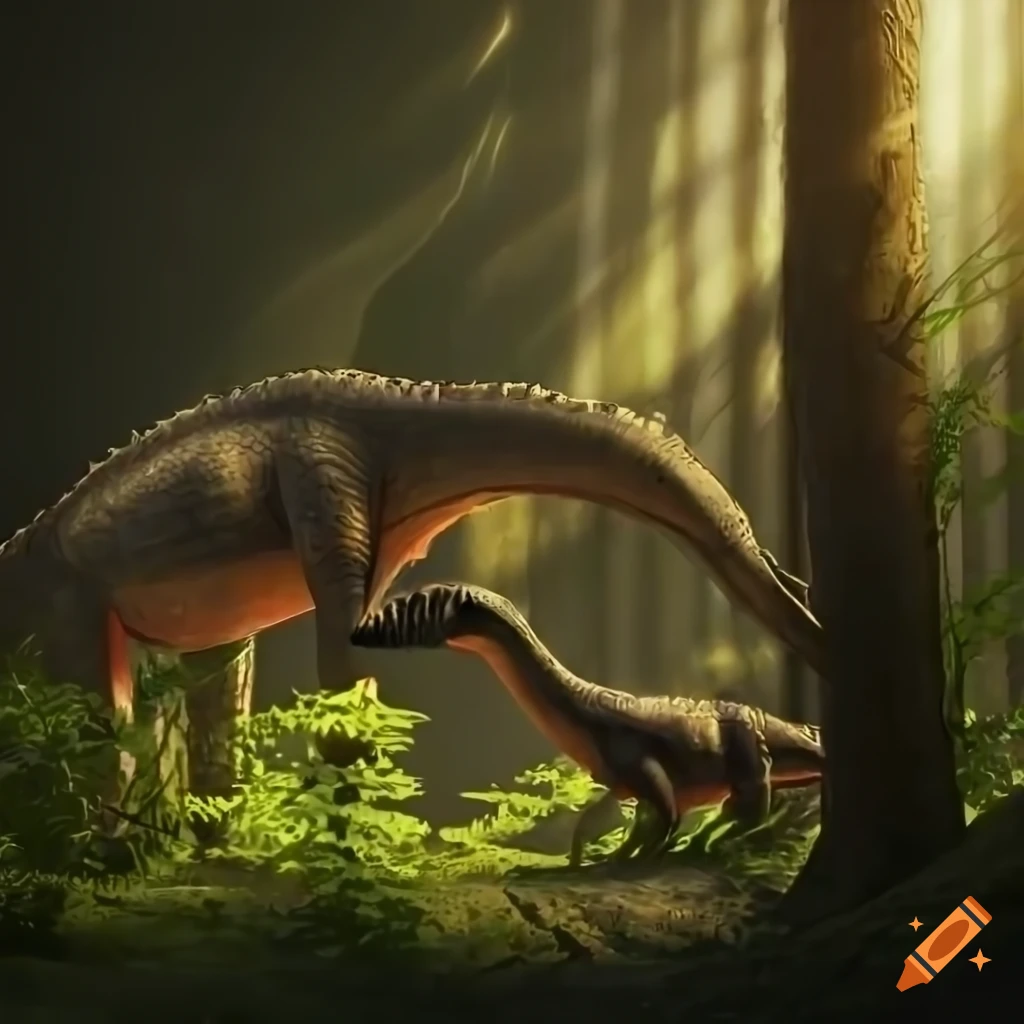 Hadrosaurus Dinosaurs With Intricate Striped Skin In A Cedar Forest Clearing On Craiyon
