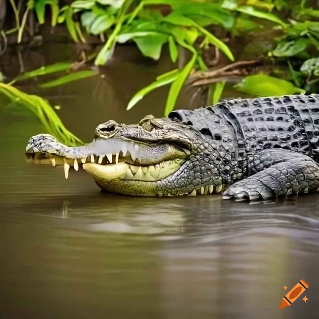 Crocodile wearing crocs shoes on Craiyon