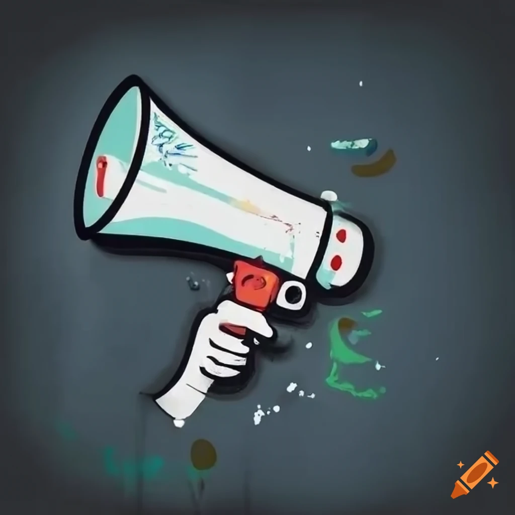 graffiti of a megaphone on a wall