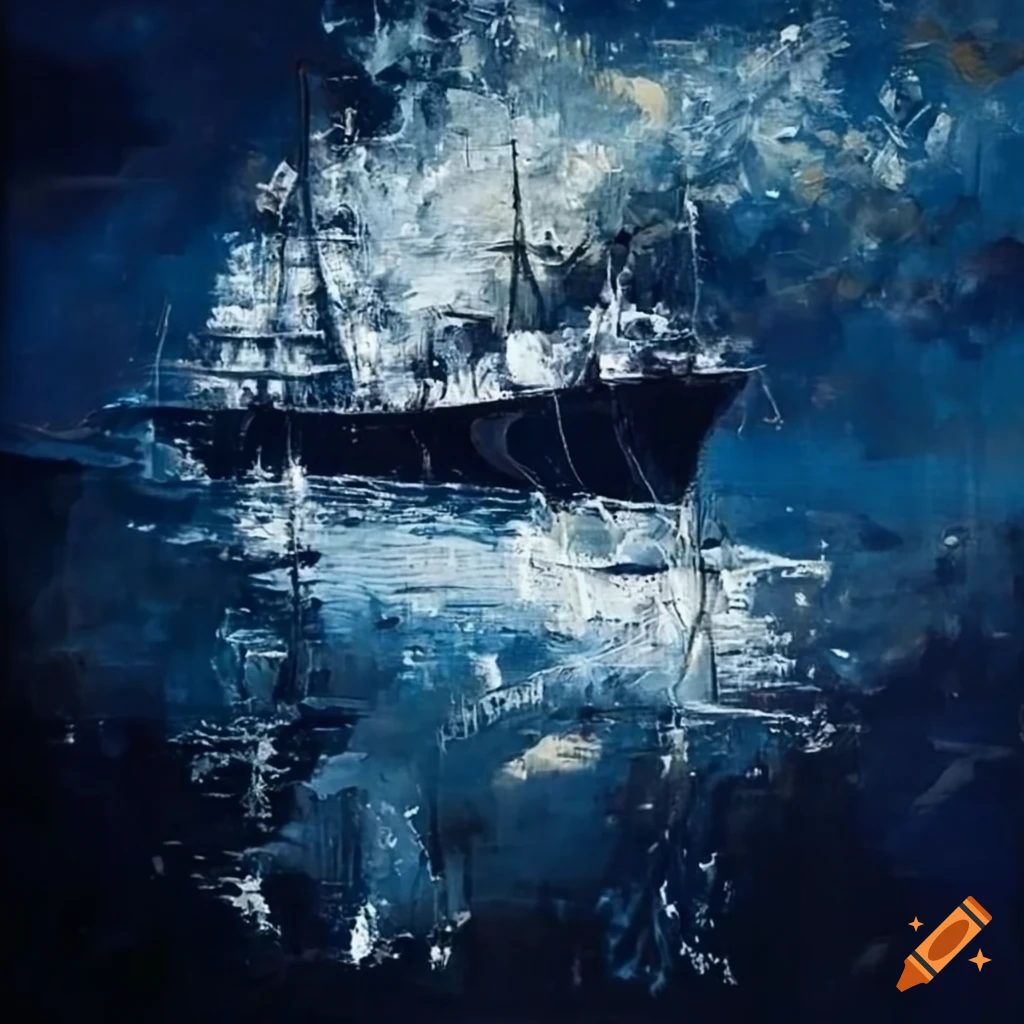Captivating navy and white abstract painting on Craiyon