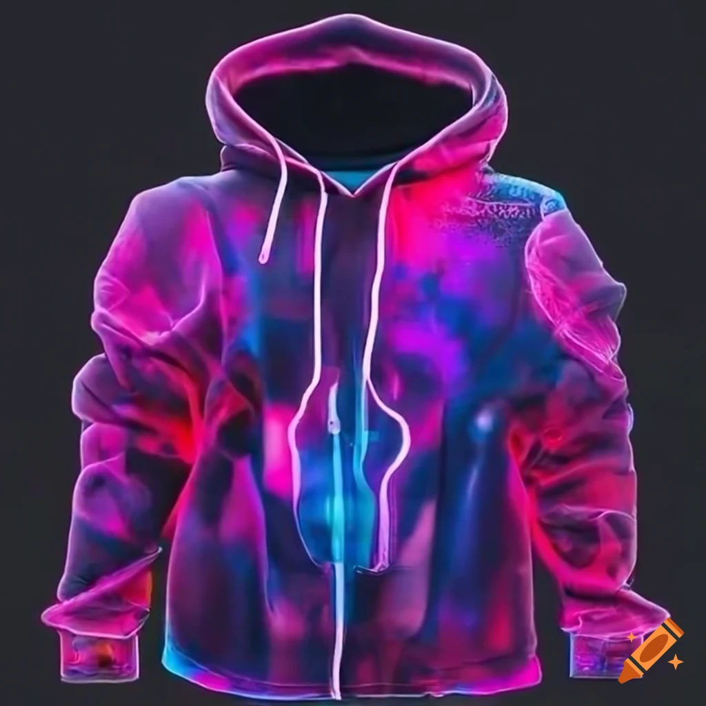 Cyber hoodie with futuristic design elements