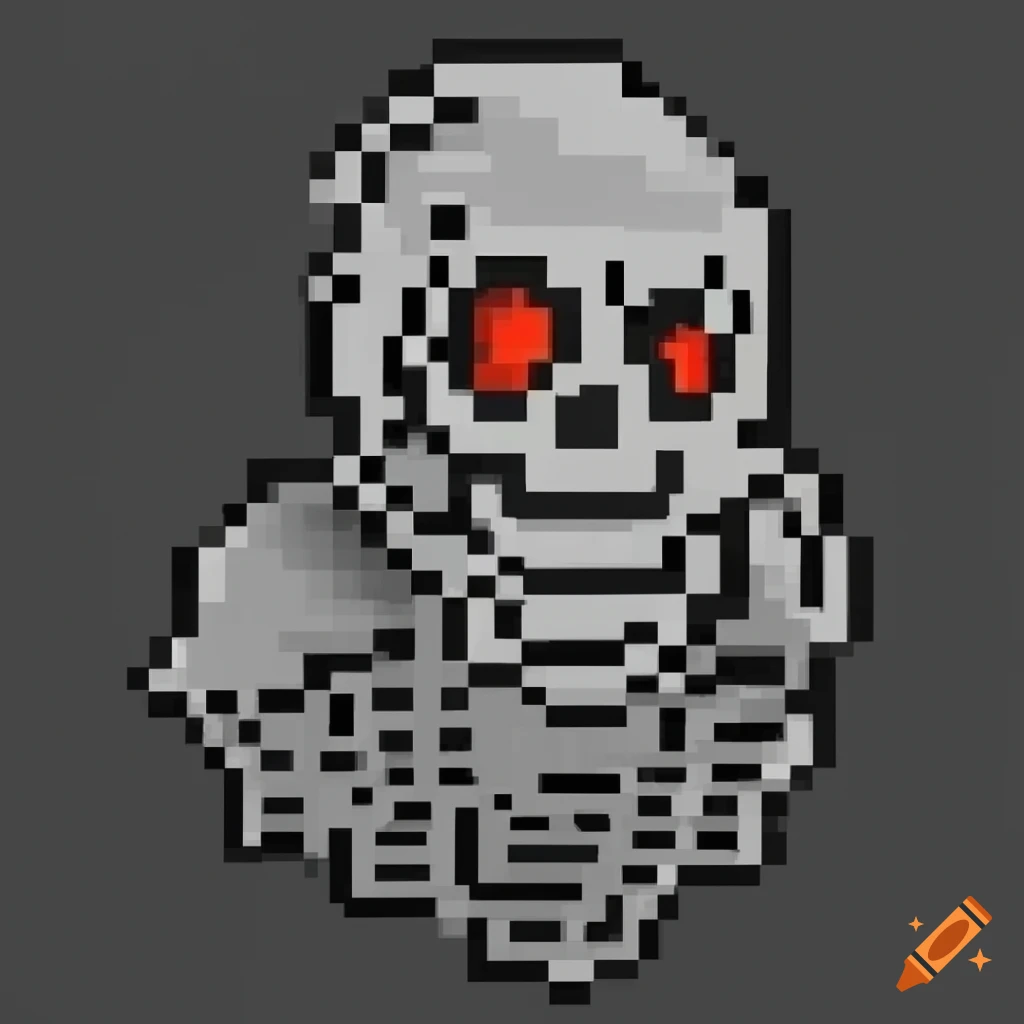 Pixel art of minecraft and undertale crossover