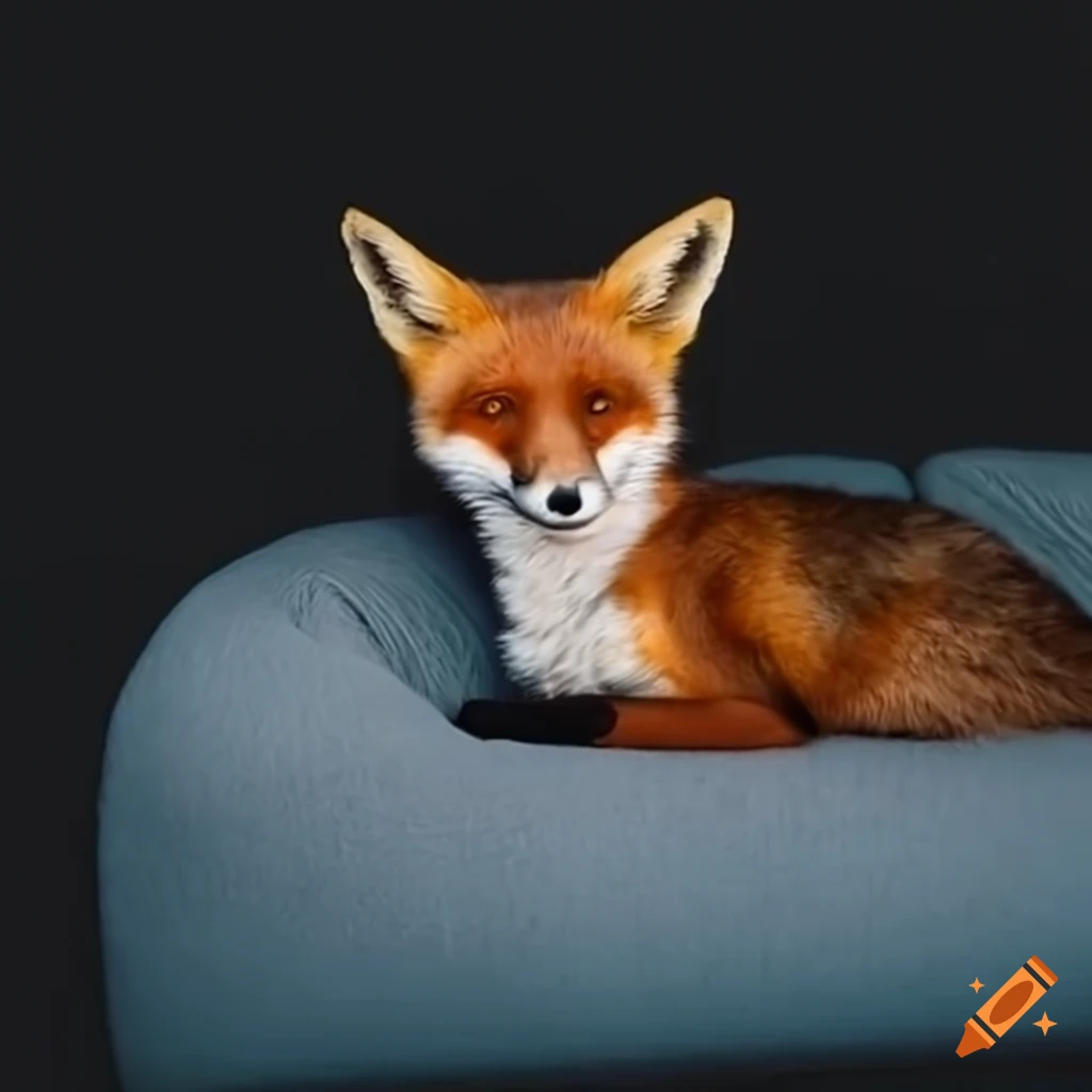 fox laying on a couch in space