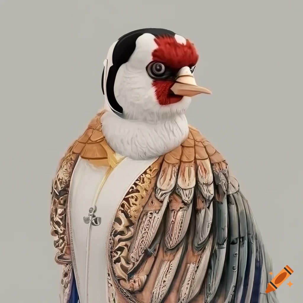 detailed illustration of a king european goldfinch bird