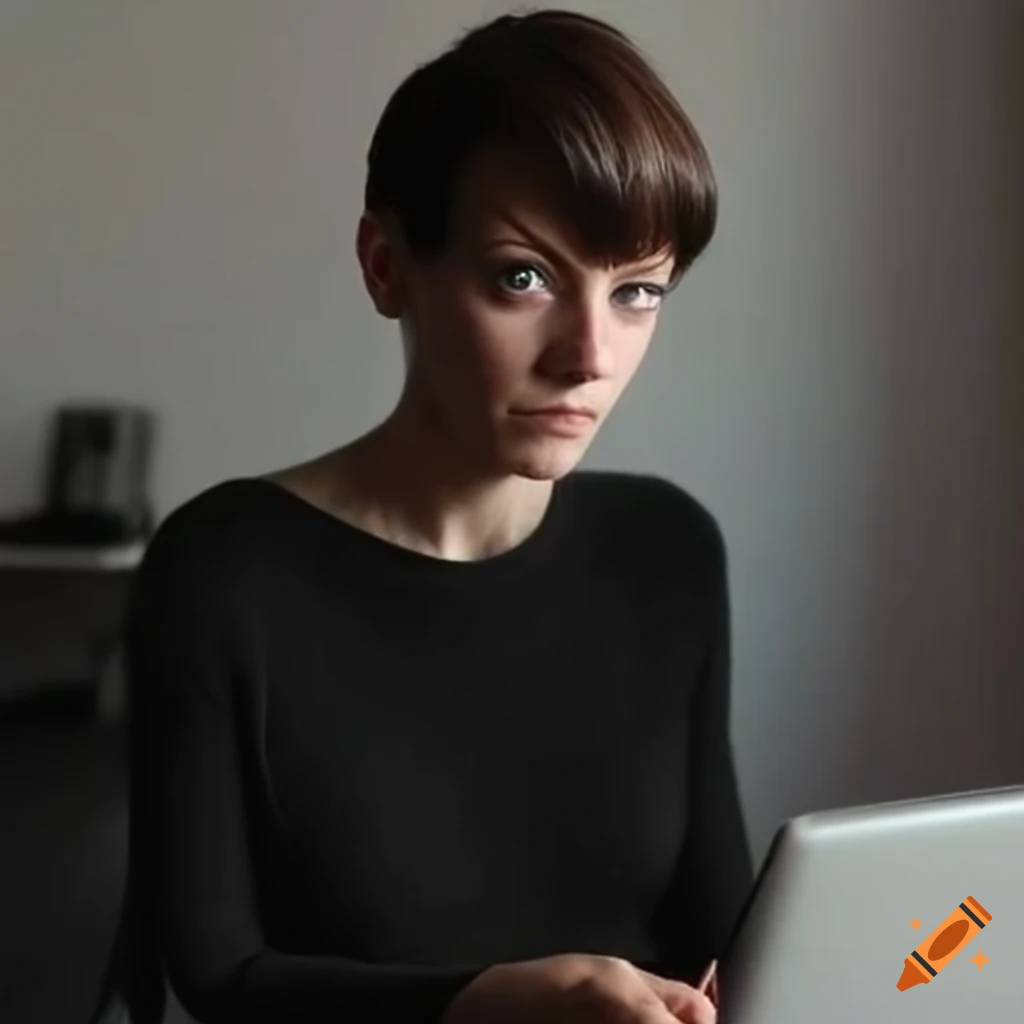 Determined woman working at her desk on Craiyon