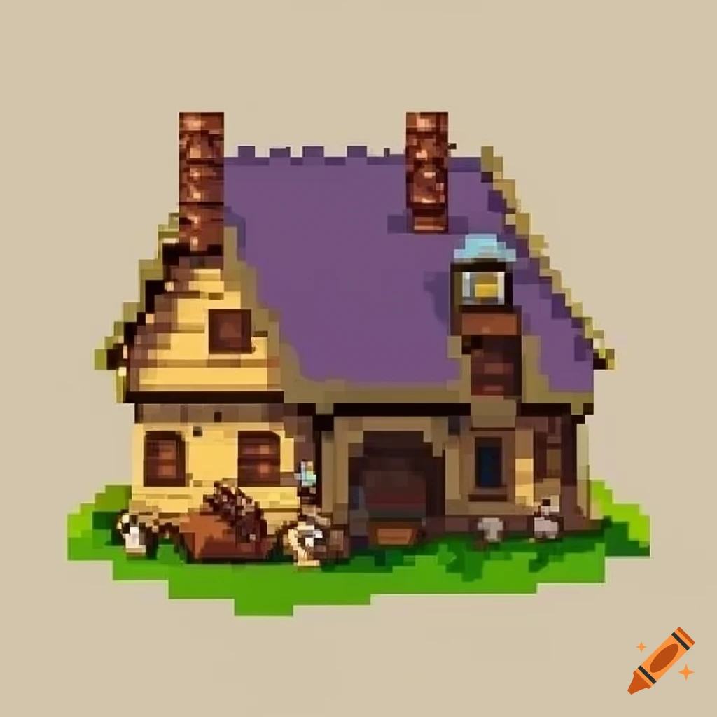 Pixel art house icon on craiyon