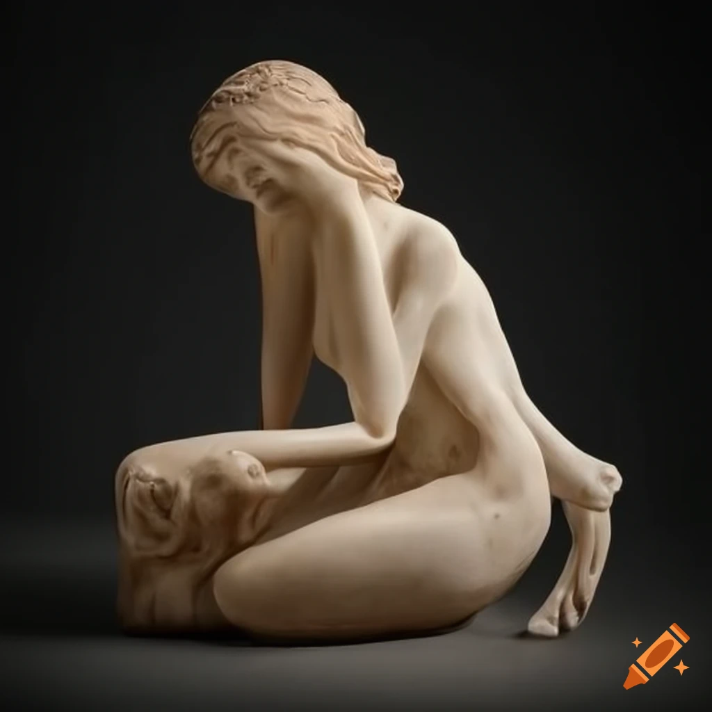 sorrowful figurine of a woman with long limbs