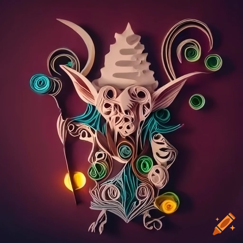 Quilling paper art of a mountain goblin shaman