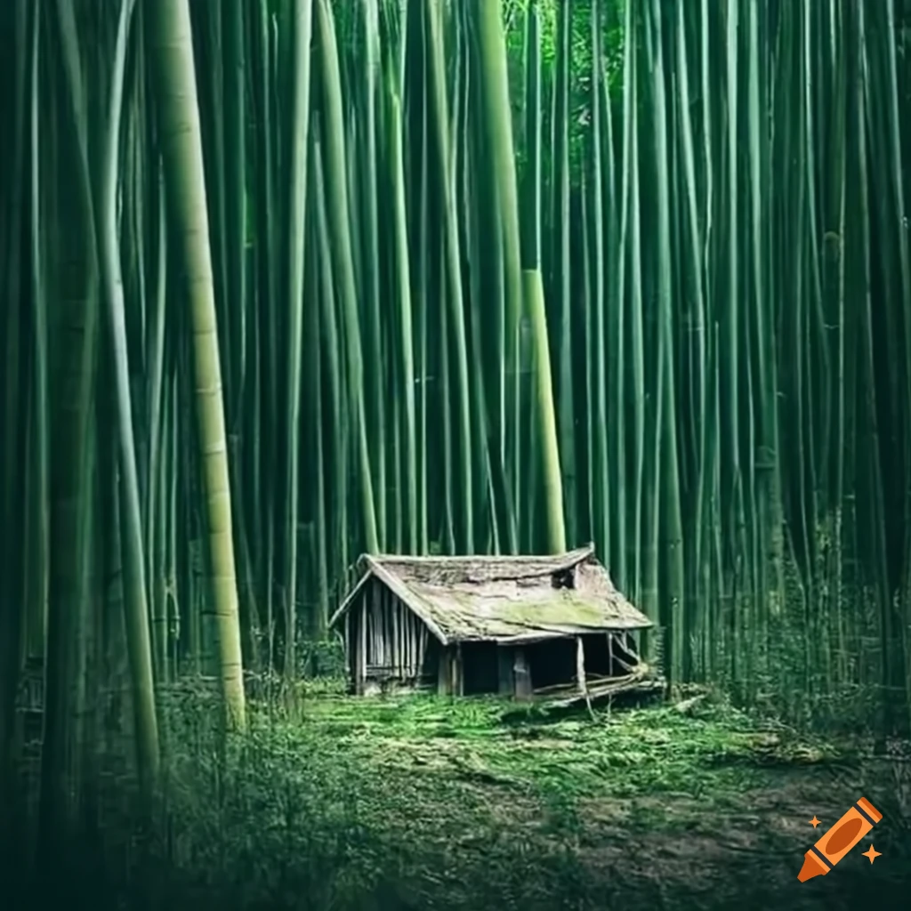 Abandoned house in a bamboo forest on Craiyon