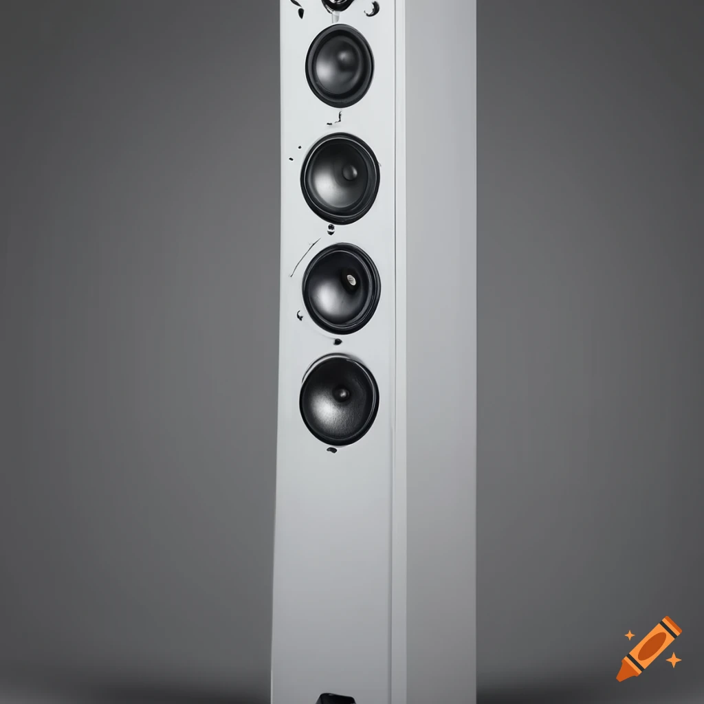 Modern white floorstanding speaker on Craiyon