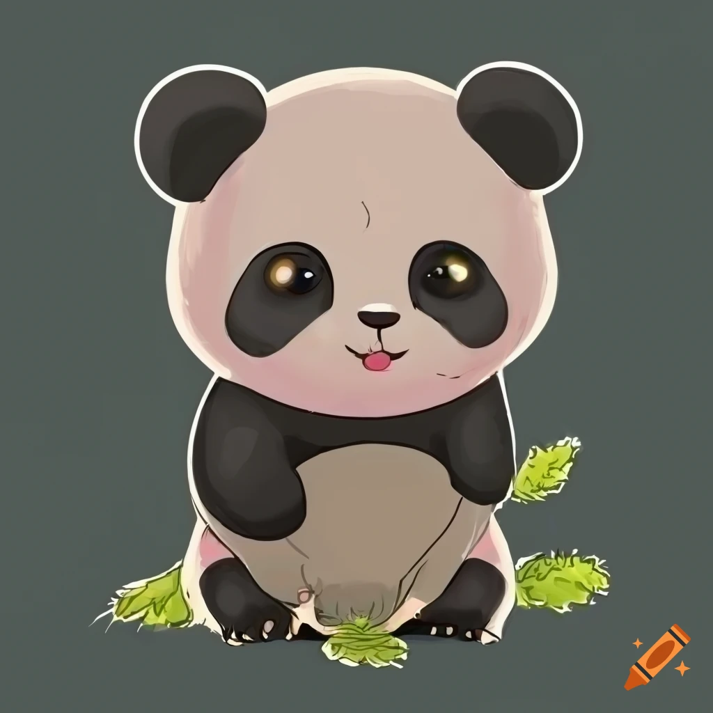 2D drawn of a cute panda