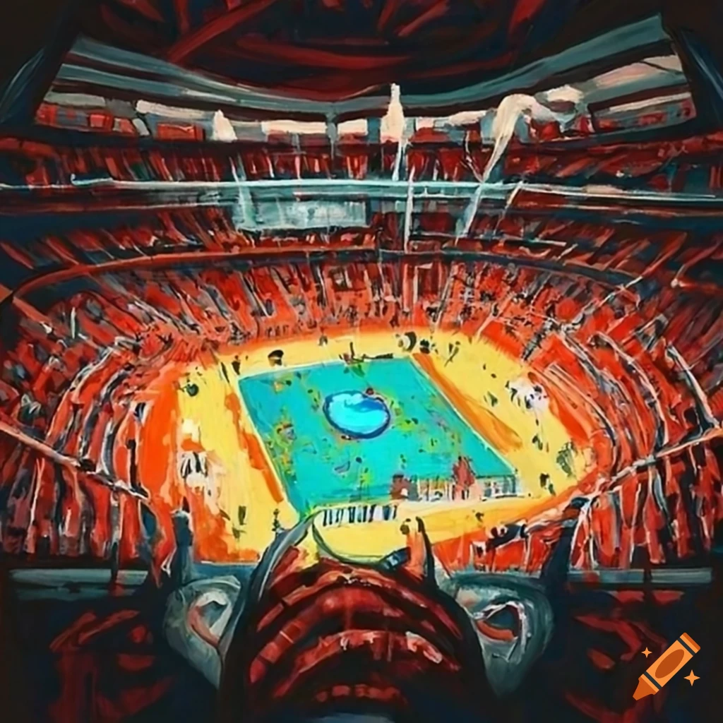 Painting of a sports arena on Craiyon