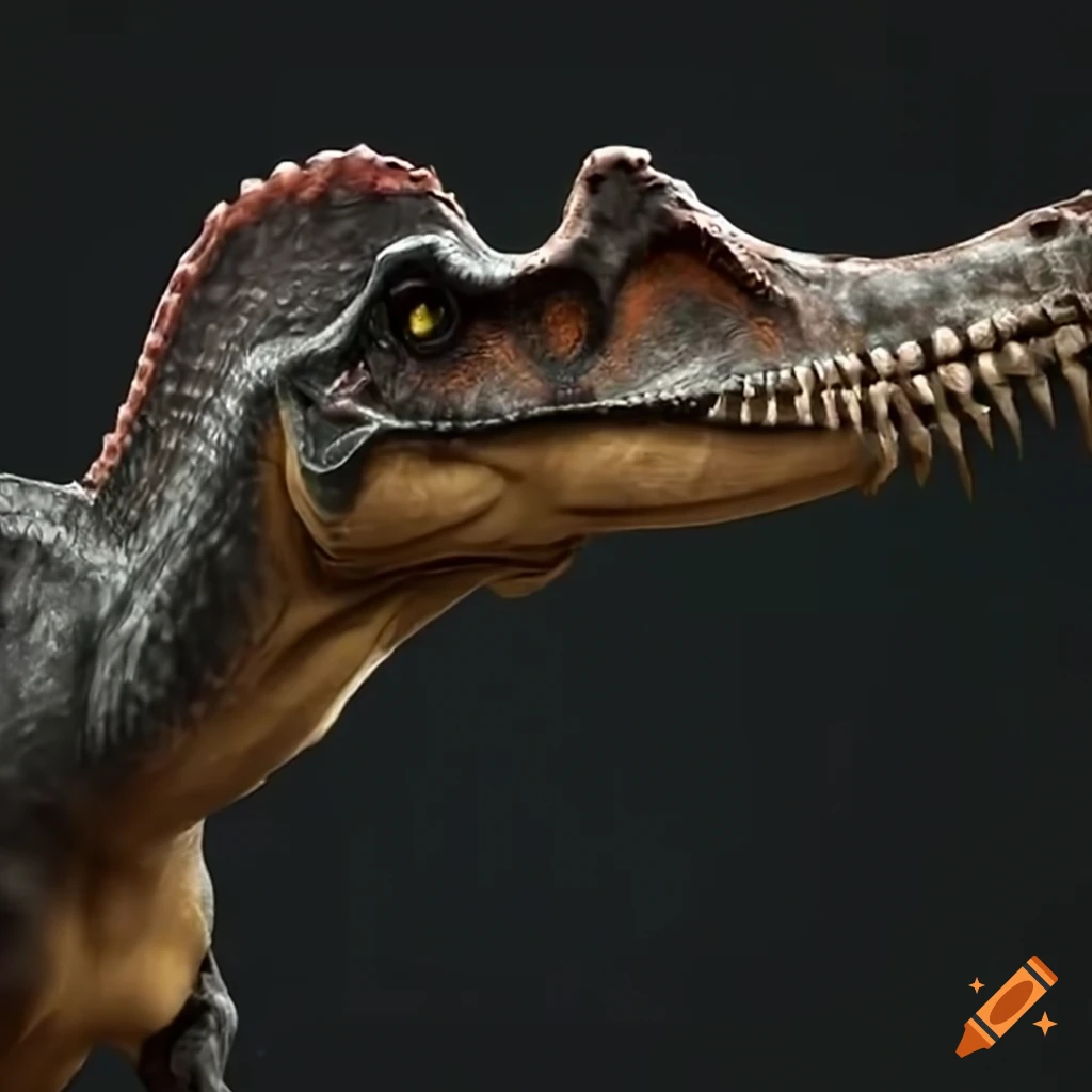 spinosaur fighting in a prehistoric battleground
