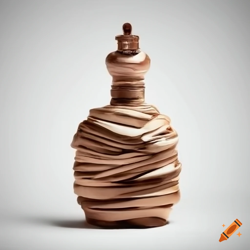 perfume bottle with mummy design on white background