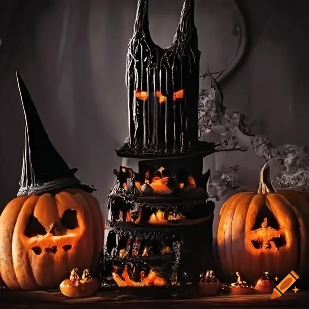 gothic room with pumpkins for Halloween celebration