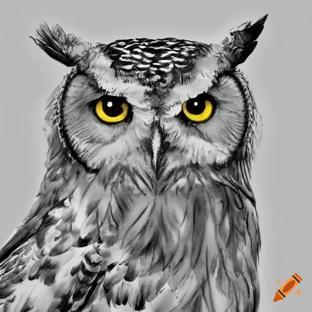 realistic pencil drawing of an owl