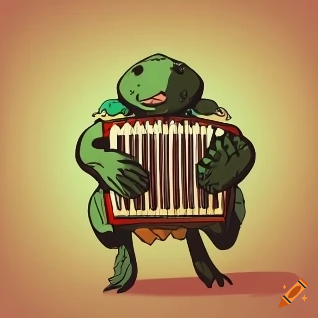 turtle playing accordion