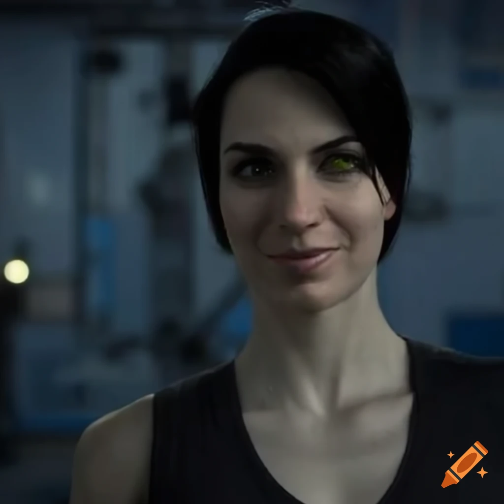 portrait of a futuristic woman on a space station