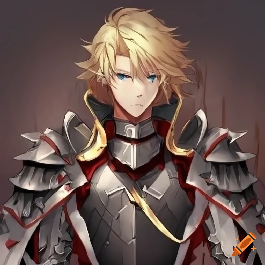 anime-style illustration of a blond guy in armor