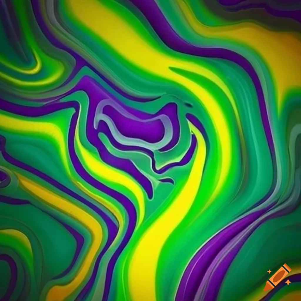 Abstract wallpaper with emerald green, solid white, purple, blue, yellow,  and lime green colors on Craiyon