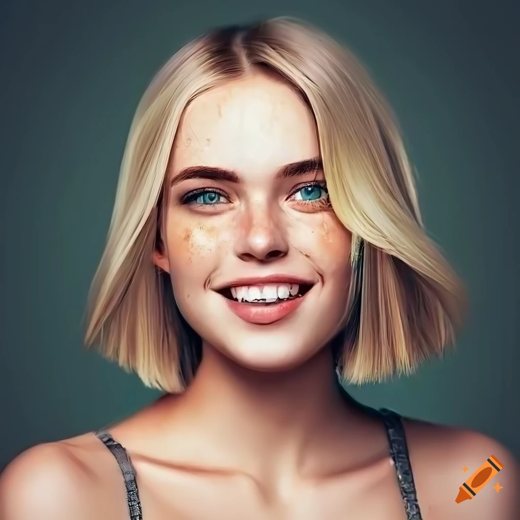 portrait of a beautiful woman with freckles and light blonde hair