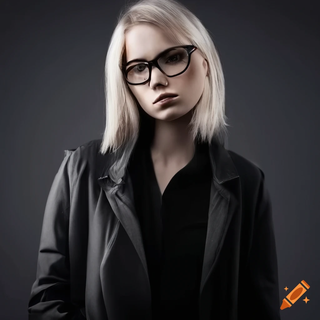 portrait of a stylish girl with short blonde hair