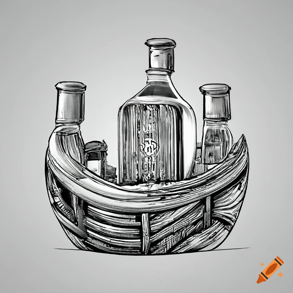 black and white image of bottles on Noah's Ark