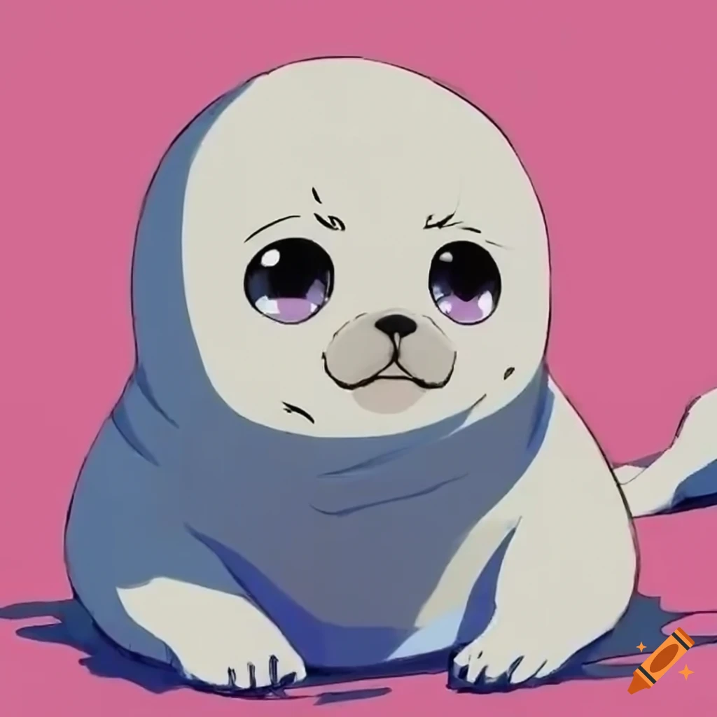 baby seal mecha swimming through Arctic Ocean, anime | Stable Diffusion