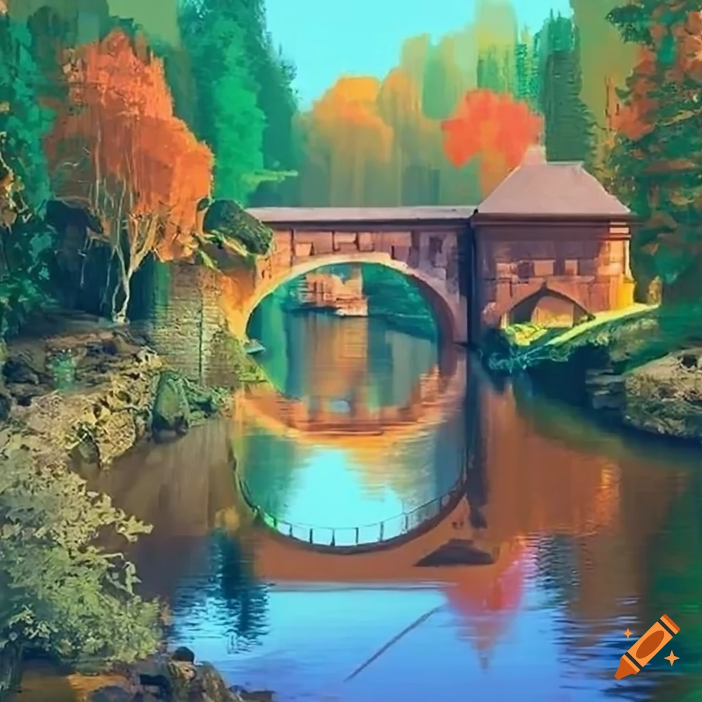 pont en brique sur une rivière