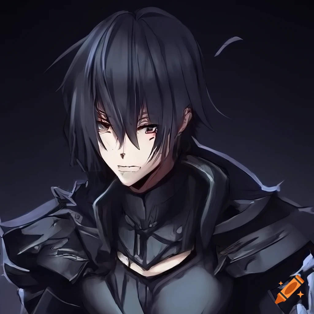 anime-style character in black armor
