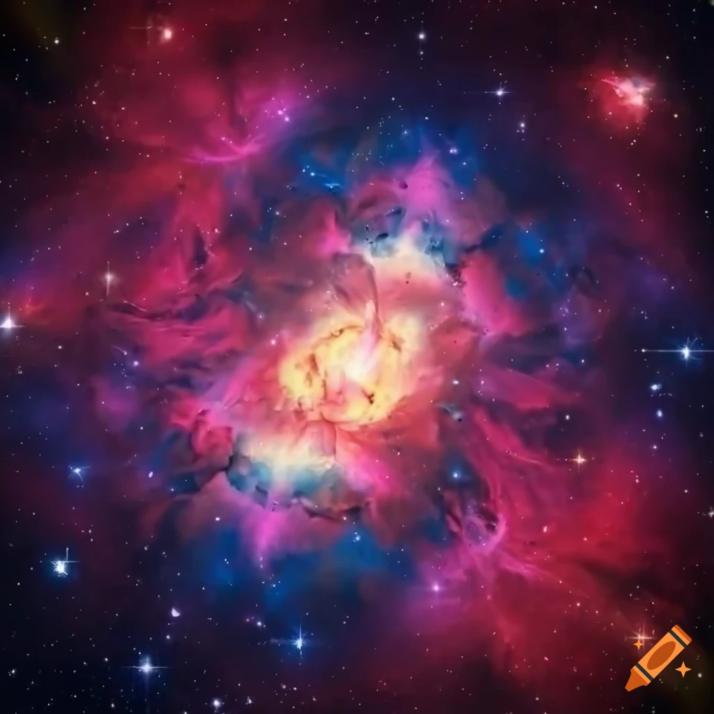 Colorful cosmic nebula in the shape of a lily flower on Craiyon