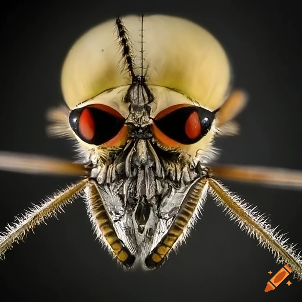 close-up of a Robber fly with a skull pattern