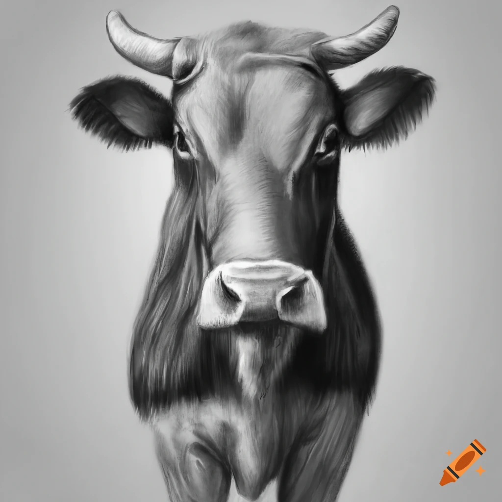 Realistic Cow Drawing