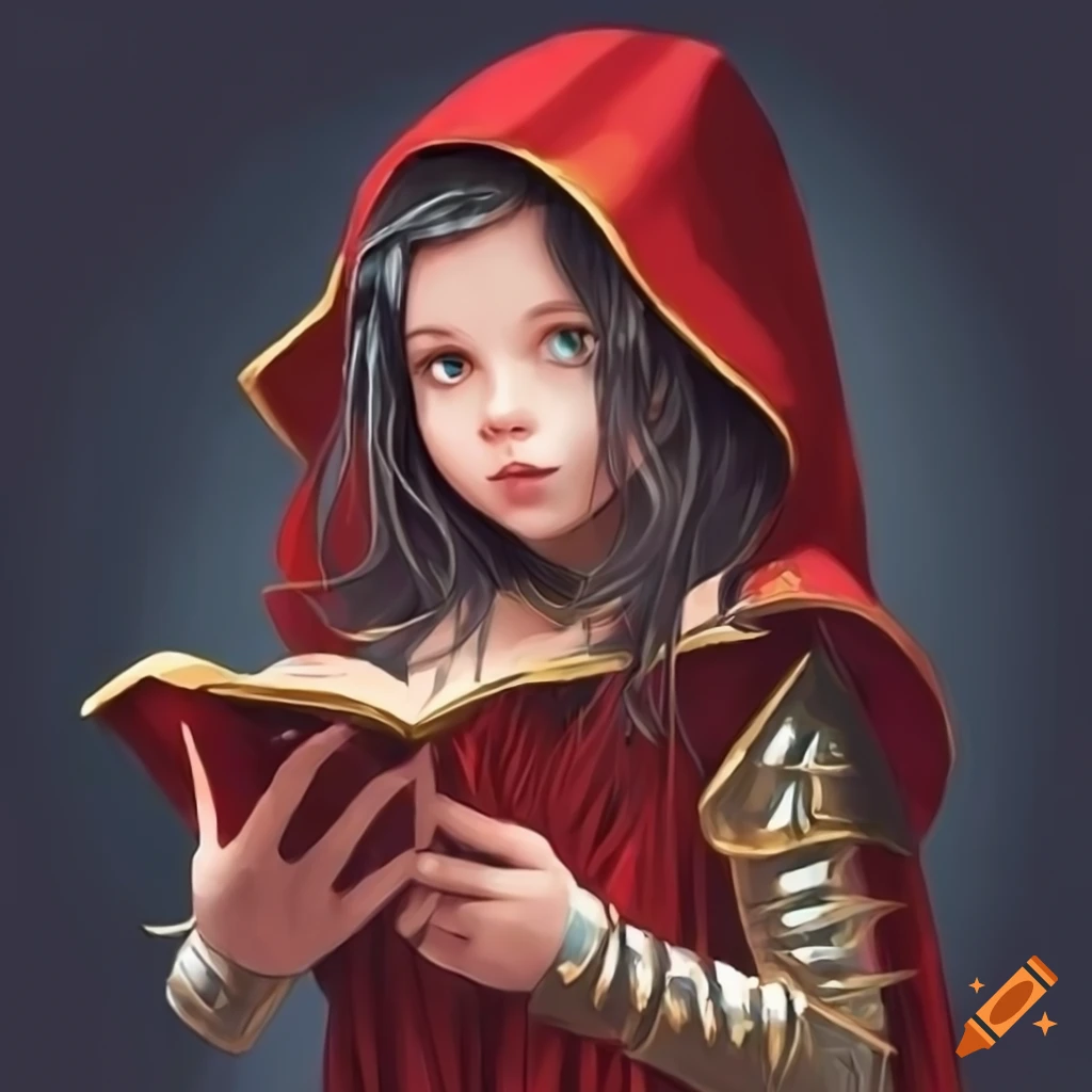 illustration of a magical elf girl in golden armor