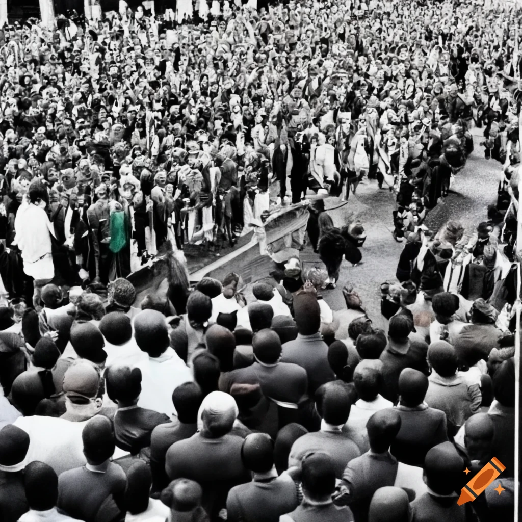MLK delivering a powerful speech to a massive crowd