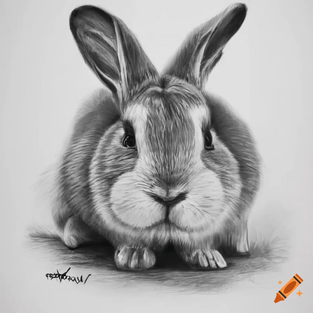 Cute Rabbit Sketch · Creative Fabrica