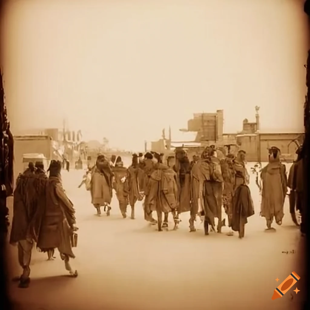 sepia photo of a crowd in Kandahar