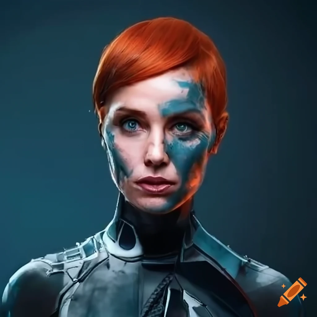 Futuristic Woman With Red Hair And Green Eyes On Craiyon 3729