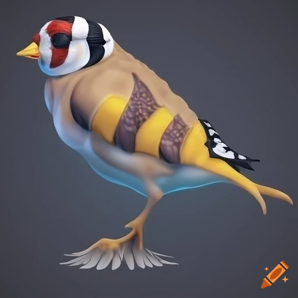 detailed illustration of a king European goldfinch