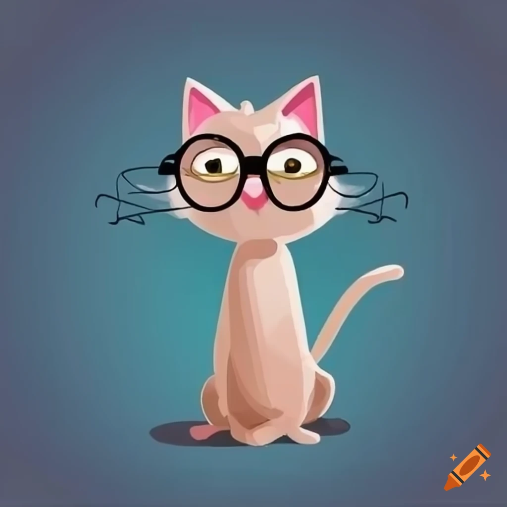 cartoon cat wearing glasses