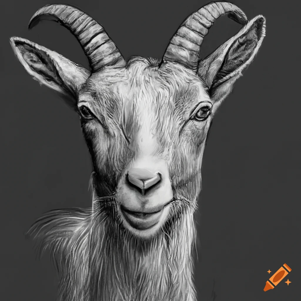 Stock Art Drawing of a Domestic Goat - inkart