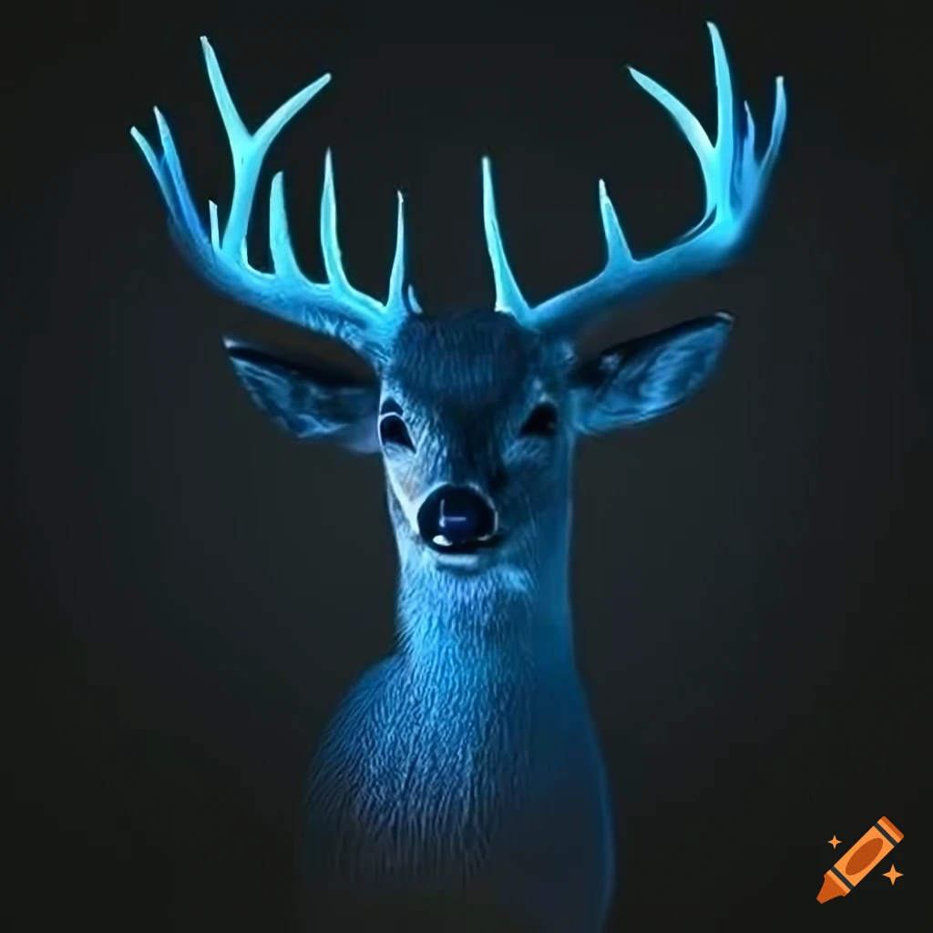 detailed outline of a graceful deer in blue color