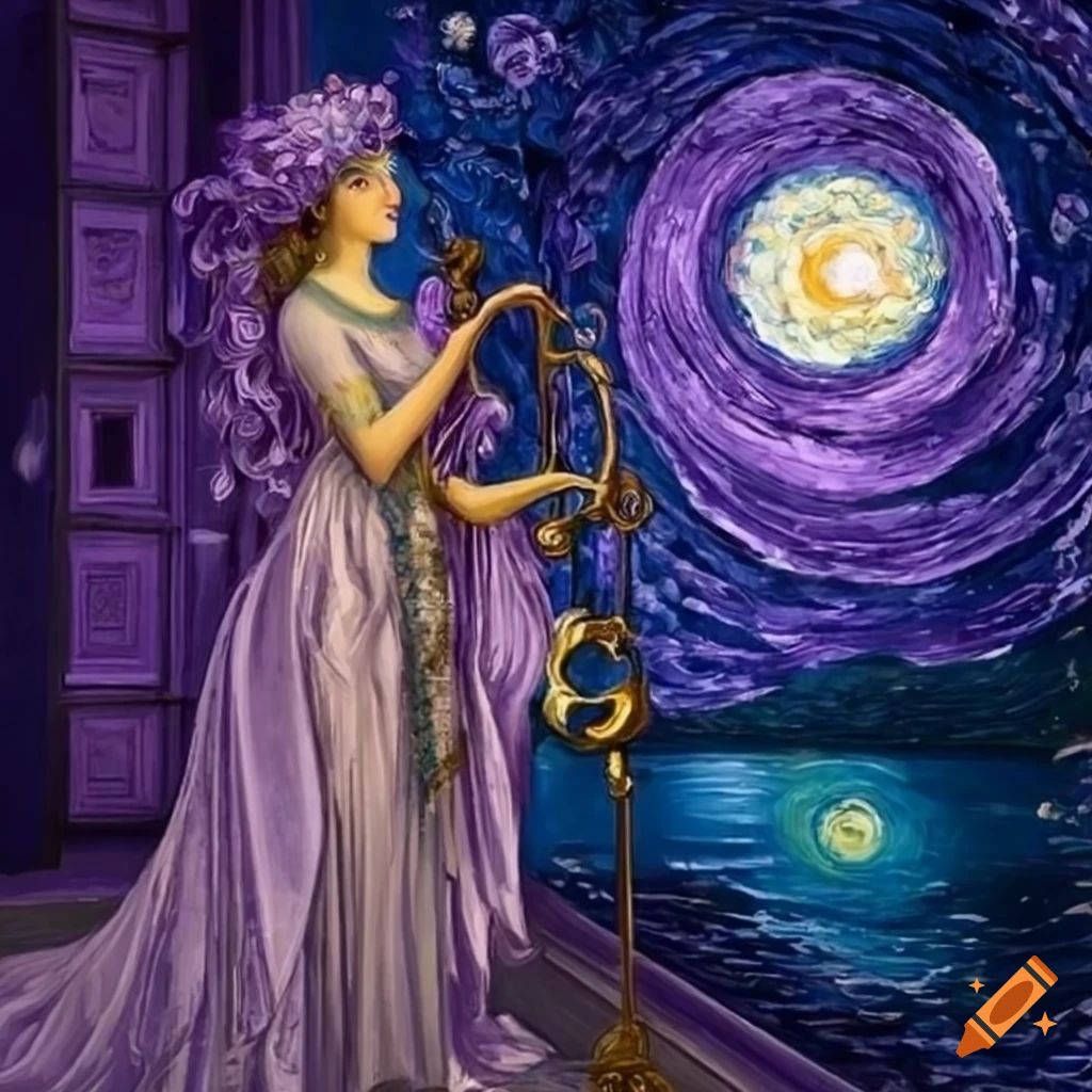 Art nouveau painting of an empress with a golden key on Craiyon