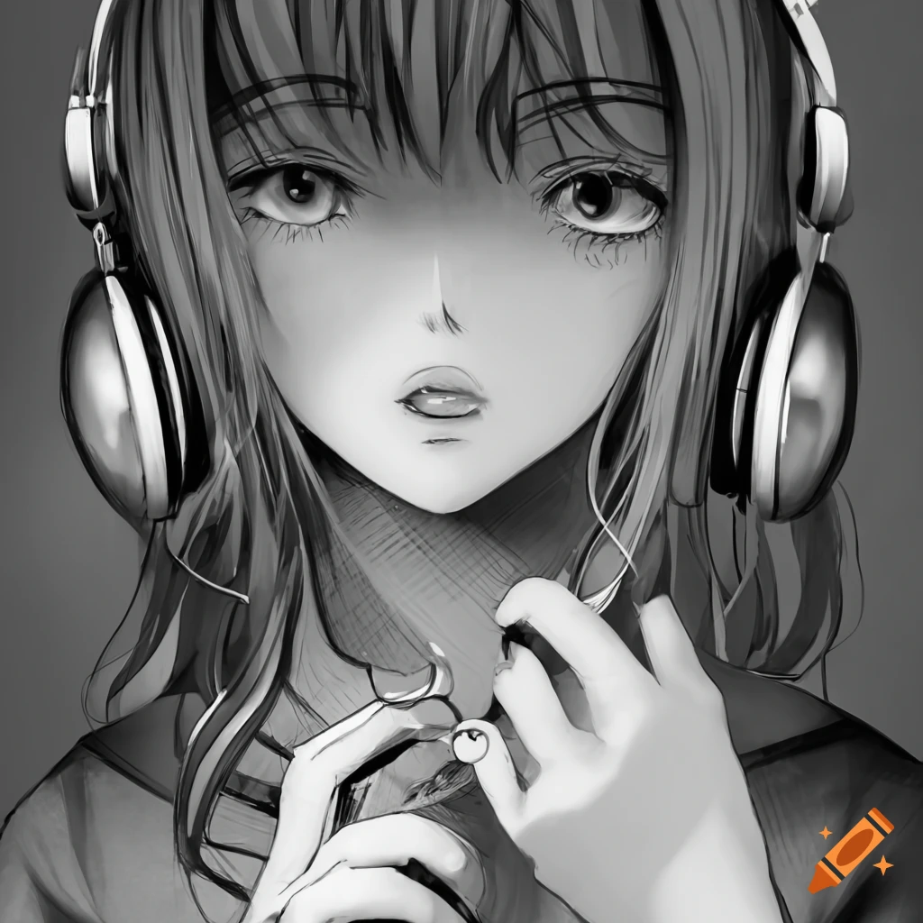 girl enjoying her music with headphones