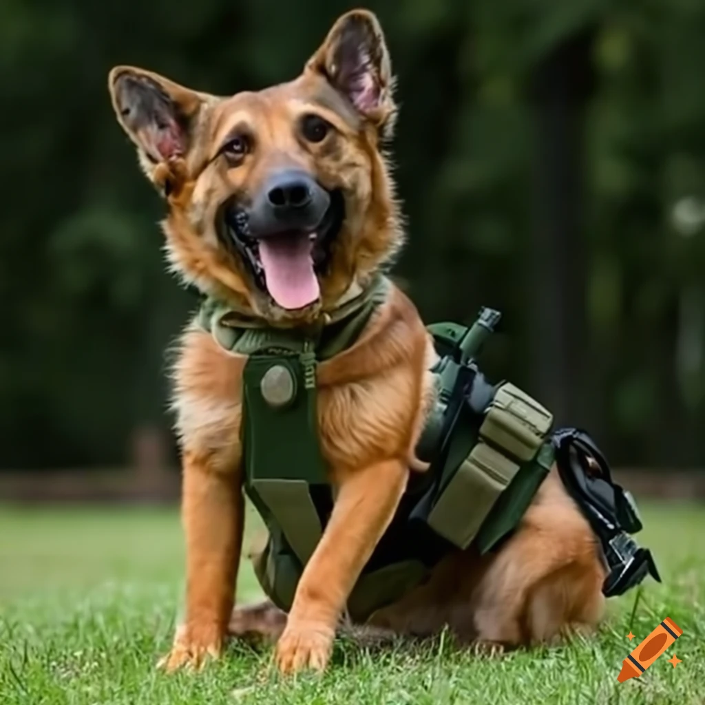 Dogs wearing military gear