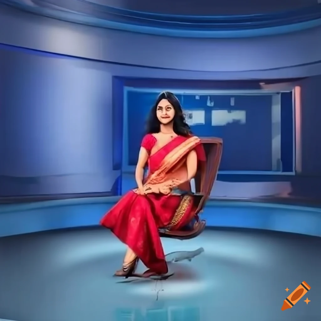 Woman wearing saree and heavy loafers sitting on sofa on Craiyon
