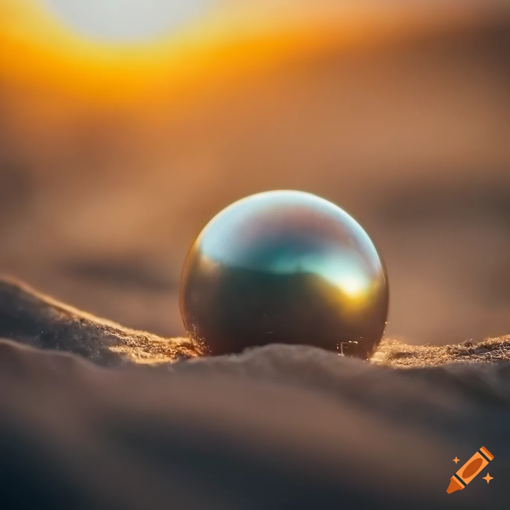 golden hour photography of a pearl on the sand